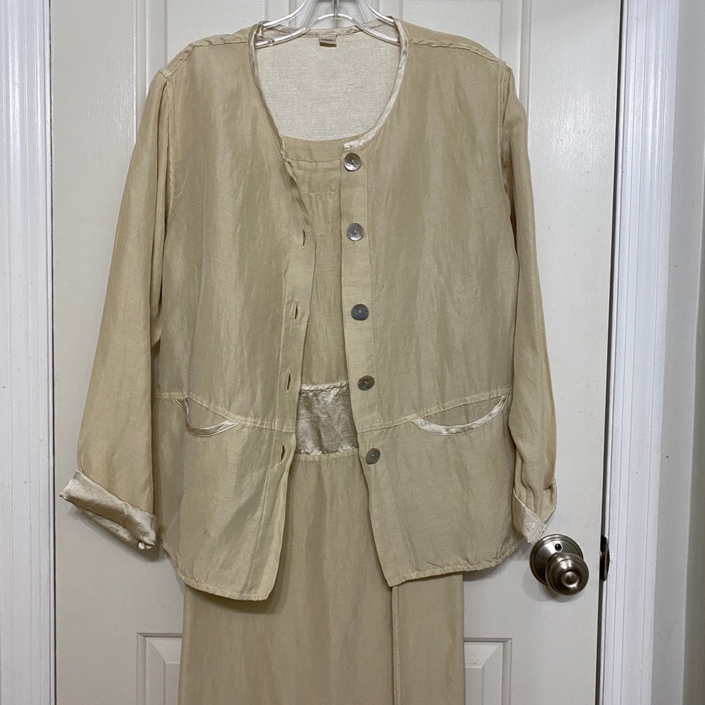 2-Pc Unique Silk and Linen Kleën Jacket and Dress Combo